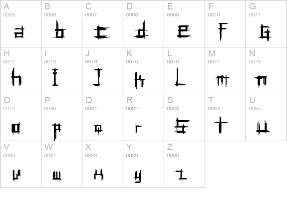 Bruised TwentyFive uppercase A-Z preview