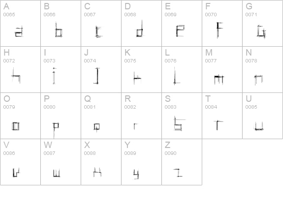 Bruised Zero uppercase A-Z preview
