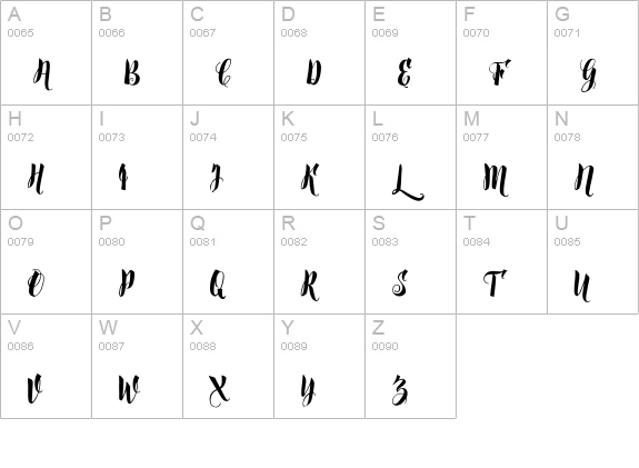 Bruselo Script uppercase A-Z preview
