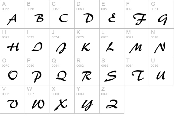 Brush 455 uppercase A-Z preview