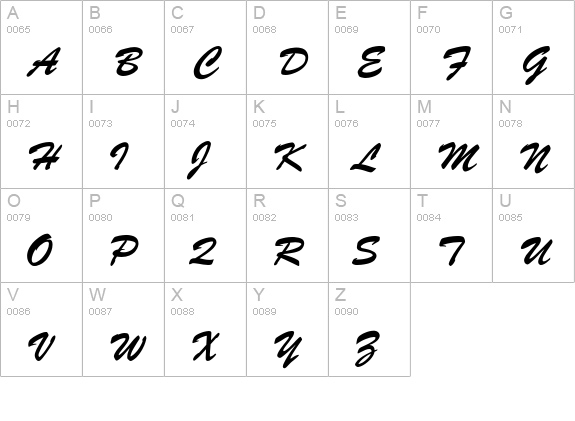Brush BQ uppercase A-Z preview