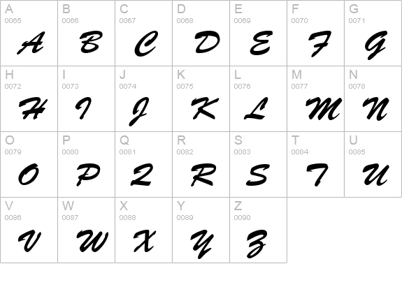 Brush Regular uppercase A-Z preview