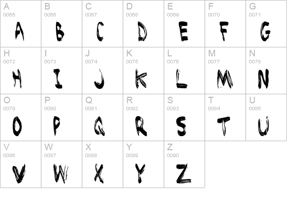 Brushed uppercase A-Z preview