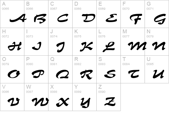 BrushFlairExpanded Regular uppercase A-Z preview