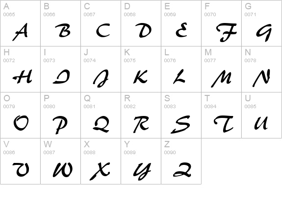 BrushFlash Regular uppercase A-Z preview