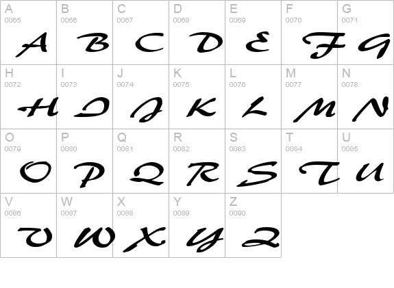 BrushFlashExpanded Regular uppercase A-Z preview