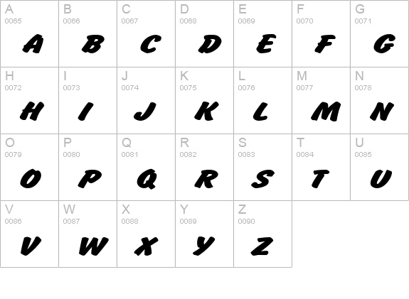 BrushHandExpanded Regular uppercase A-Z preview