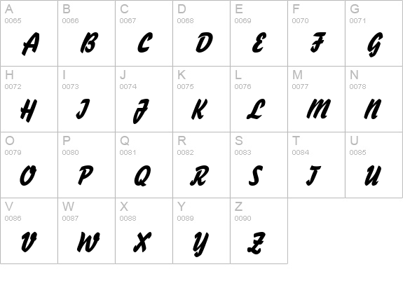 BrushStroke 26 Italic uppercase A-Z preview