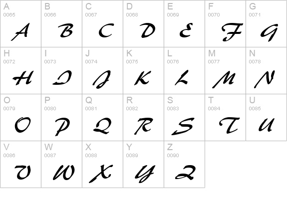 BrushStroke 35 Italic uppercase A-Z preview