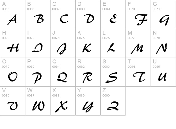 BrushStroke 35 Normal uppercase A-Z preview