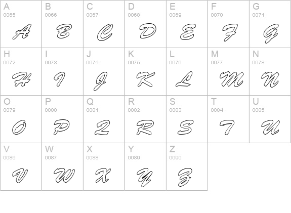 BrushStrokeHollow Regular uppercase A-Z preview