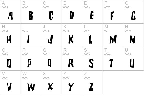 BrutalityExtra uppercase A-Z preview