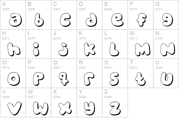 bubblegums uppercase A-Z preview