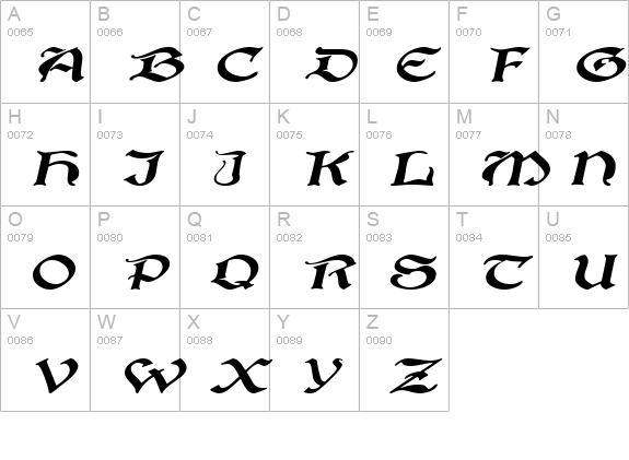 BucaneerSSK Italic uppercase A-Z preview