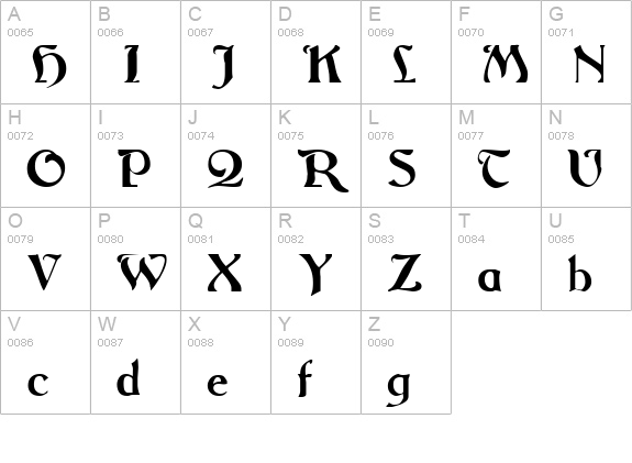 Bucephalus uppercase A-Z preview