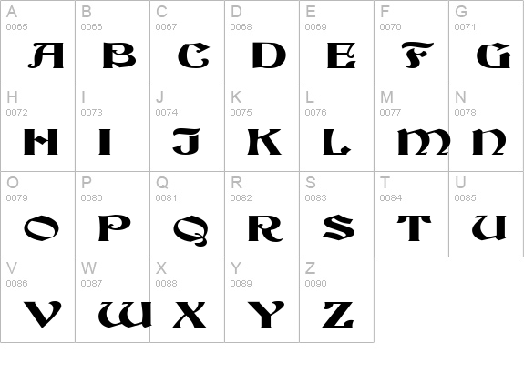BuckinghamWide Regular uppercase A-Z preview