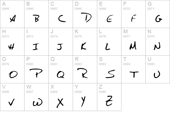 BudsHand Regular uppercase A-Z preview