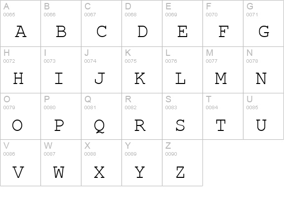 Bulgarian Courier uppercase A-Z preview