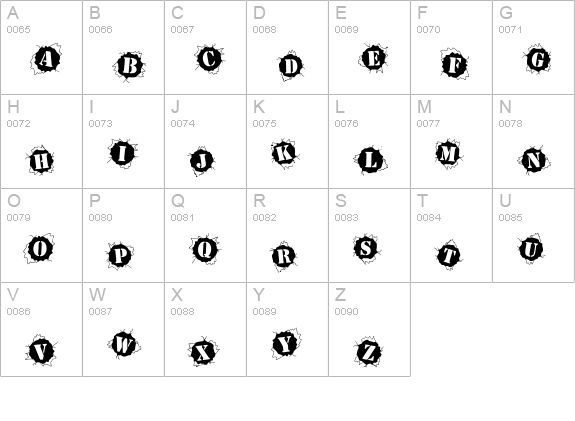 BulletHolz uppercase A-Z preview