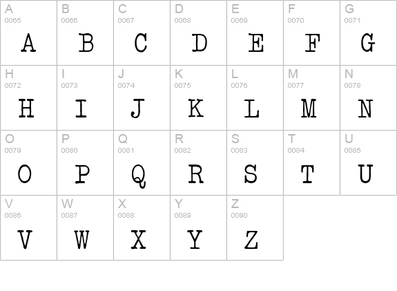 Bulletin Typewriter MN uppercase A-Z preview