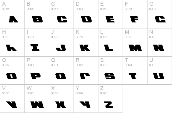 Bummer Leftalic uppercase A-Z preview
