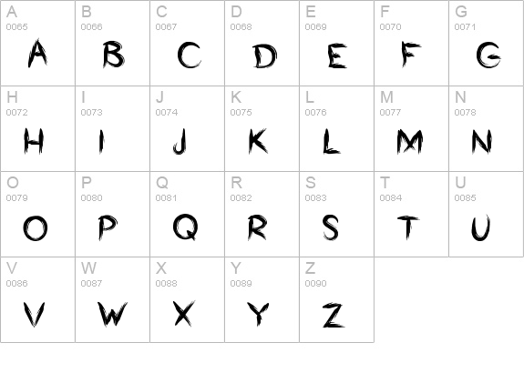 Bumrush uppercase A-Z preview