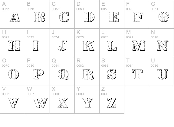 Bundy Yellow HollowShadowed uppercase A-Z preview