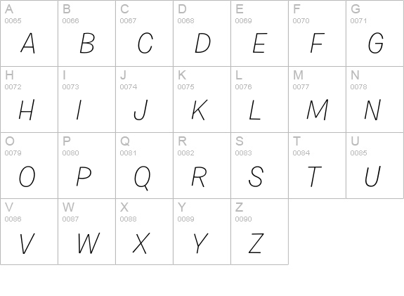 Burbank Small Light Italic uppercase A-Z preview