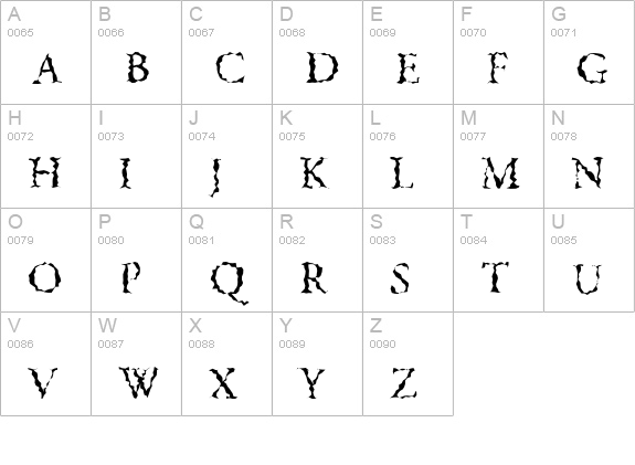 Burdentype uppercase A-Z preview
