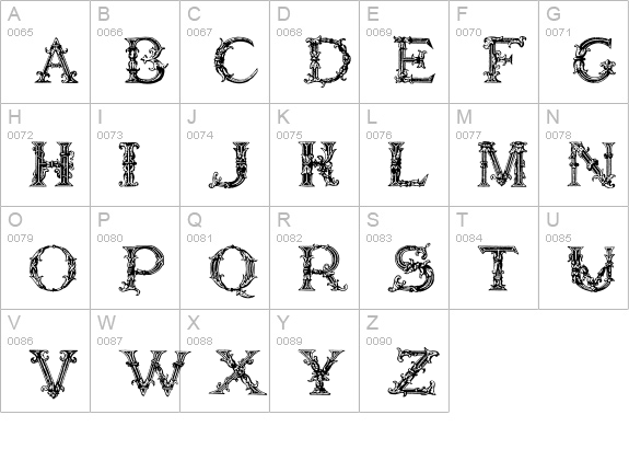 Burgoyne_Initials uppercase A-Z preview