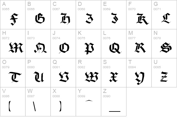 Burgundian uppercase A-Z preview