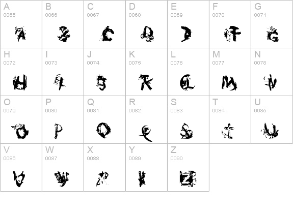 Burnfont uppercase A-Z preview