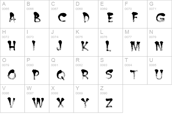Burnt MF uppercase A-Z preview