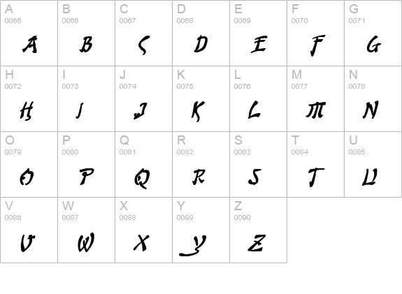 Bushido Bold Italic uppercase A-Z preview