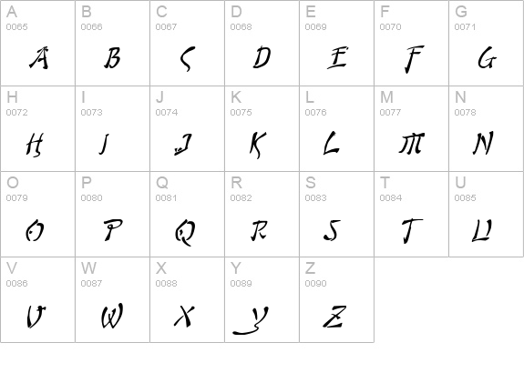 Bushido Italic uppercase A-Z preview