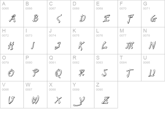 Bushido Shadow Italic uppercase A-Z preview