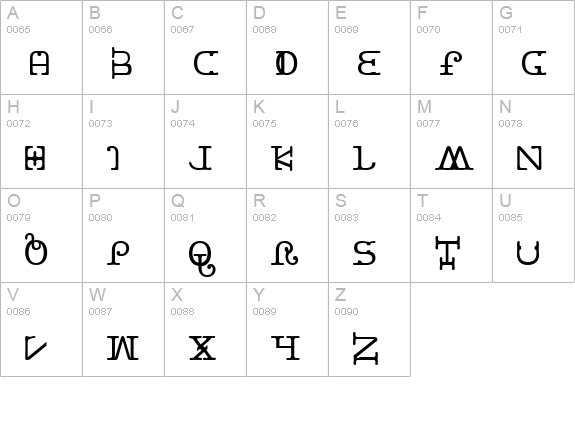 Buttercrumb uppercase A-Z preview