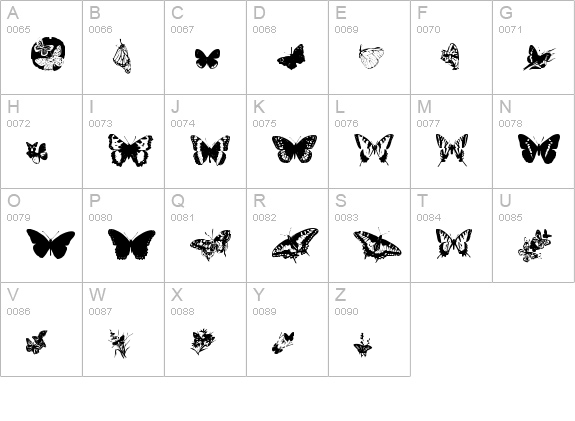 Butterflies by Darrian uppercase A-Z preview