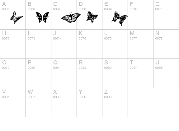 ButterfliesRegular uppercase A-Z preview