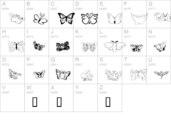 ButterflyHeaven uppercase A-Z preview