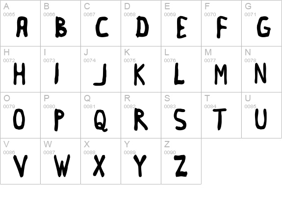 Buttweasel uppercase A-Z preview