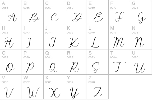 Byefour uppercase A-Z preview