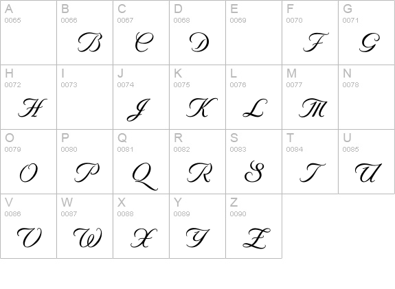 ByronMediumSwash uppercase A-Z preview
