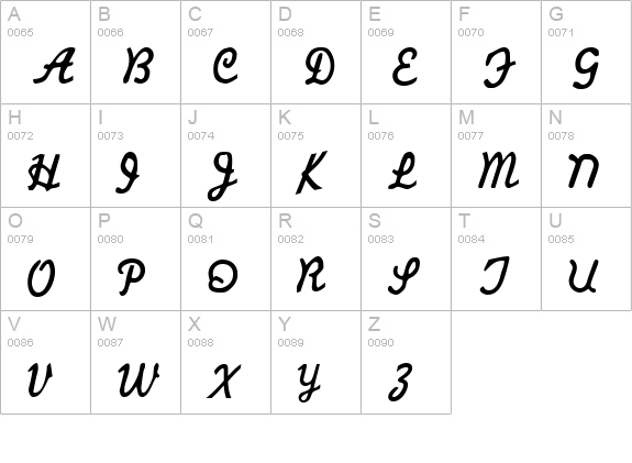 Cafe1 uppercase A-Z preview