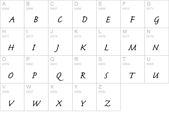 Caflisch Script Regular uppercase A-Z preview