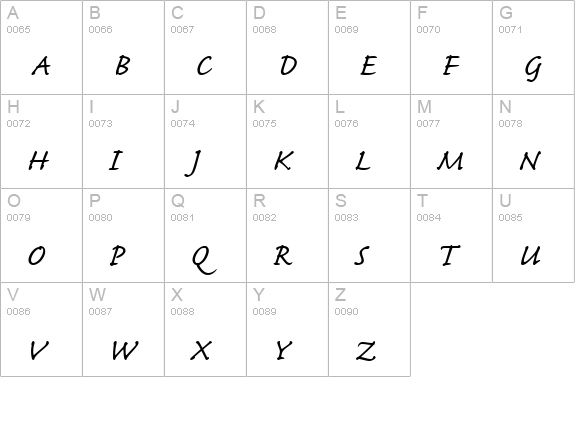 Caflisch Script Web uppercase A-Z preview