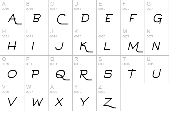 Calamity Teen BTN BoldOblique uppercase A-Z preview