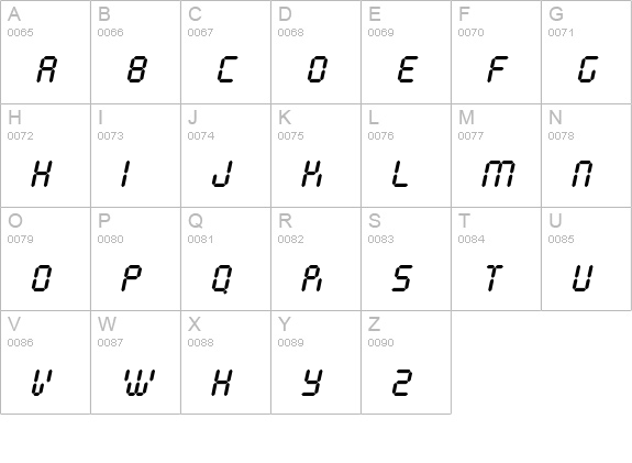 CalculusOblique uppercase A-Z preview