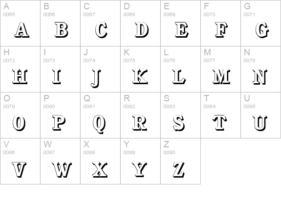 CalgaryShadow-Bold uppercase A-Z preview