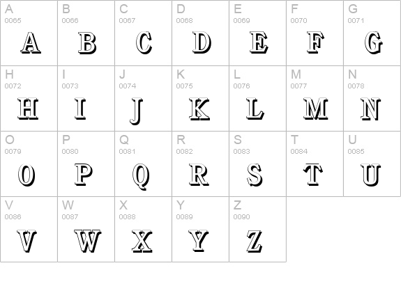 CalgaryShadow-Regular uppercase A-Z preview